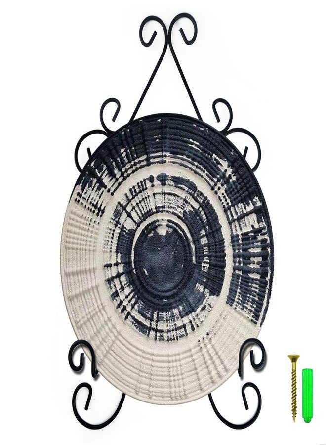 YY YEARCHY Plate Stand Holder for Wall Hanging Display Rack Art Hanger Metal Easel Photo Holder Books Bowls Platters (Black, 8 inches/12.6" x 7.87" x 1.57") - Image 1